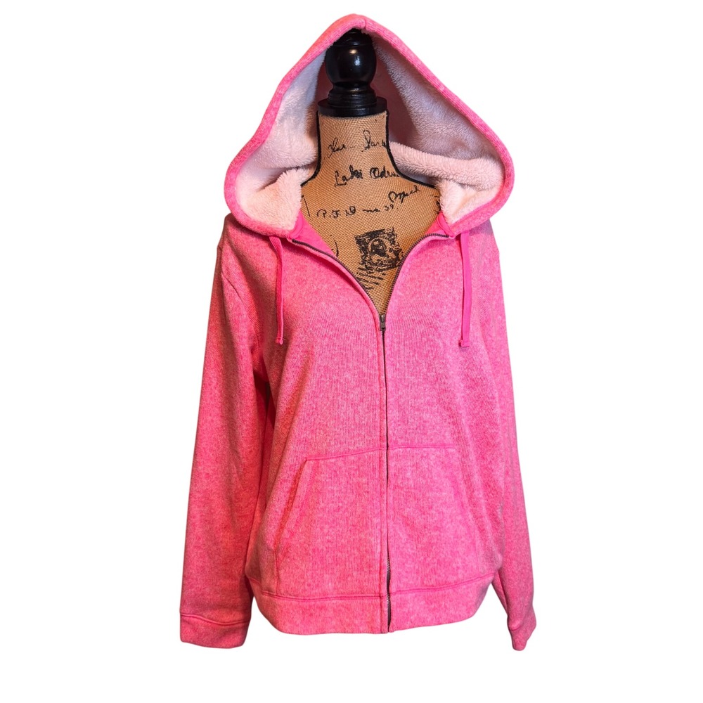 City Streets Girls Sherpa Lined Full Zip Hoodie Jacket Pink‎ Size 1X Junior Plus